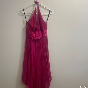 Elegant Halter Neck Dress in Deep Pink